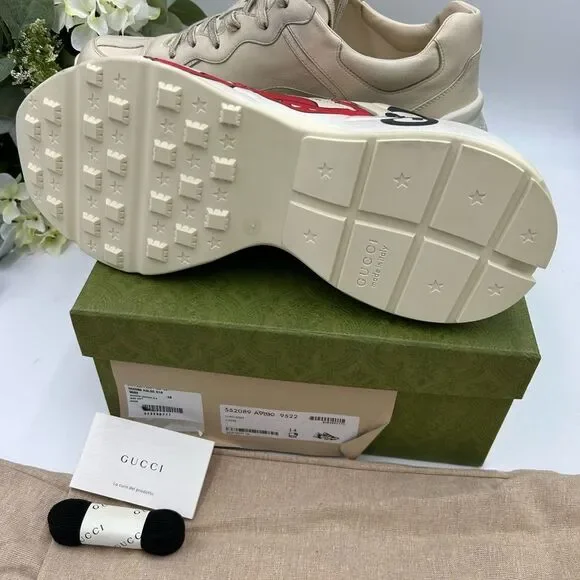 Men’s Gucci rython maxi mouth leather sneakers, size 14, made in Italy - Picture 8 of 10